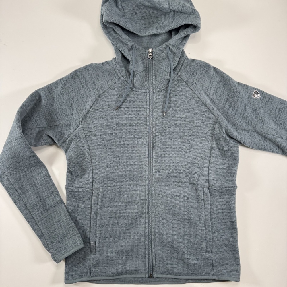 KUHL Avaline Hoody Full Zip‎ Sweater Fleece Jacket Blue Soft Pockets Never Worn